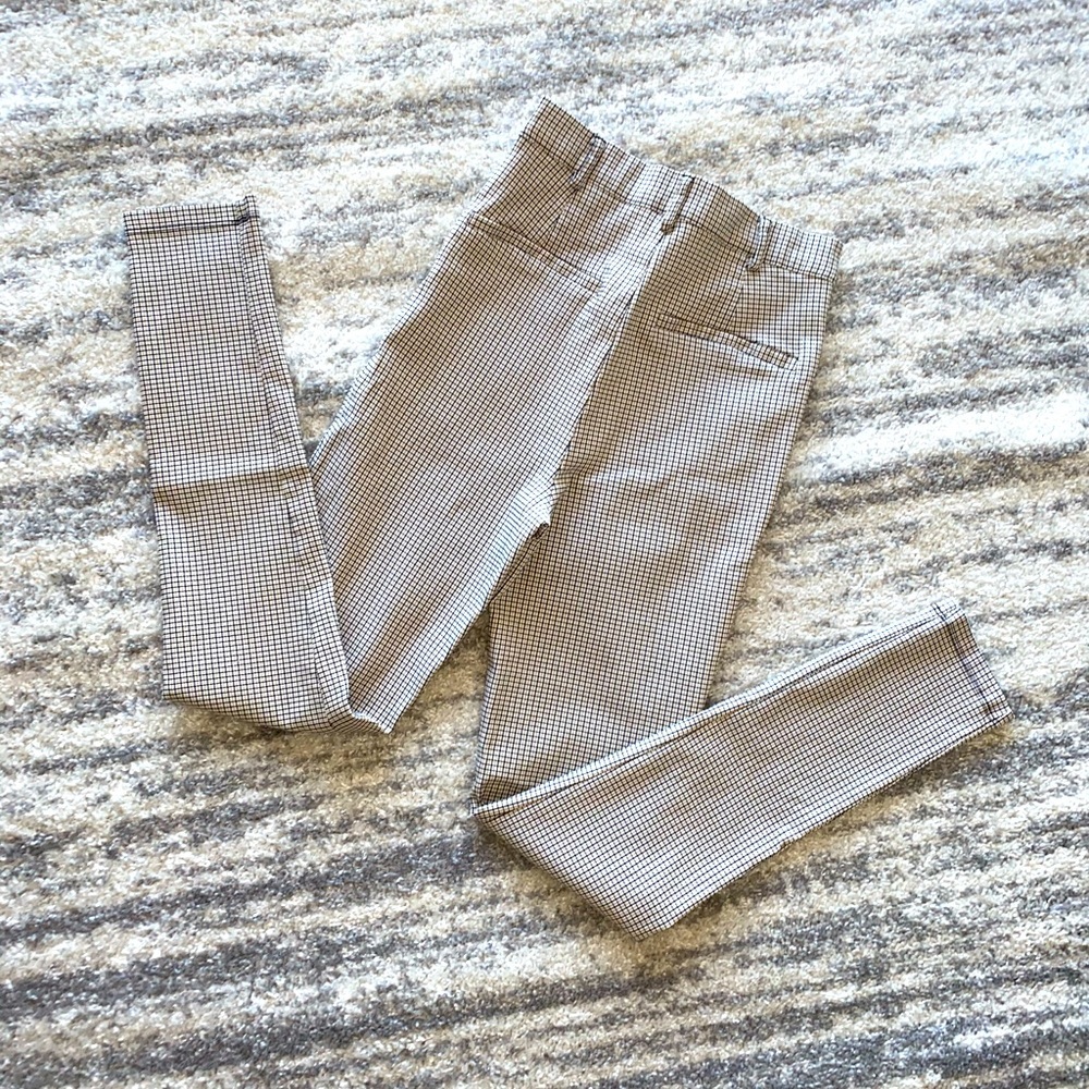 Plaid high waisted cigarette pants